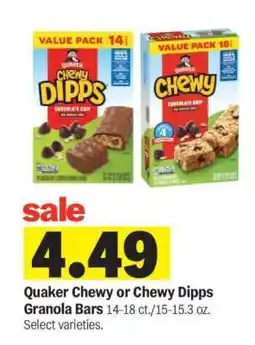 Meijer Quaker Chewy or Chewy Dipps Granola Bars offer