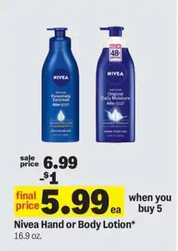 Meijer Nivea Hand or Body Lotion offer