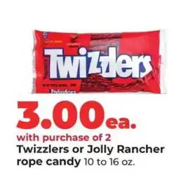 Hy-Vee Twizzlers or Jolly Rancher rope candy offer