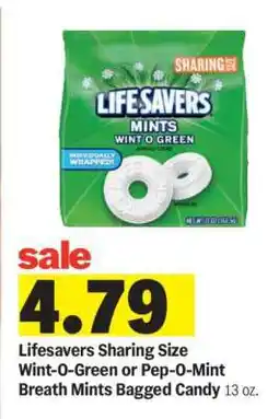 Meijer Lifesavers Sharing Size Wint-O-Green or Pep-O-Mint Breath Mints Bagged Candy offer