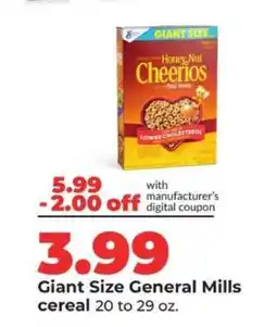 Hy-Vee Giant Size General Mills cereal offer