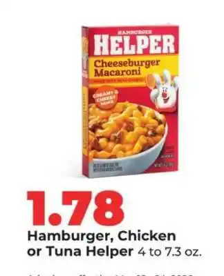 Hy-Vee Hamburger, Chicken or Tuna Helper offer