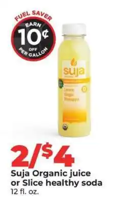 Hy-Vee Suja Organic juice or Slice healthy soda offer