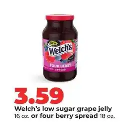 Hy-Vee Welch's low sugar grape jelly or four berry spread offer