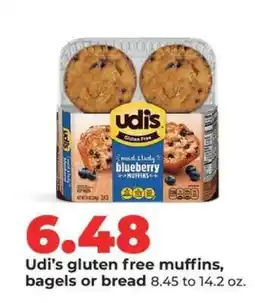 Hy-Vee Udi's gluten free muffins, bagels or bread offer