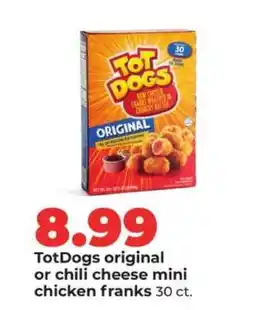 Hy-Vee TotDogs original or chili cheese mini chicken franks offer