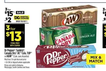 Dollar General Dr Pepper, Sunkist, Canada Dry, RC Cola, 7UP or A&W offer