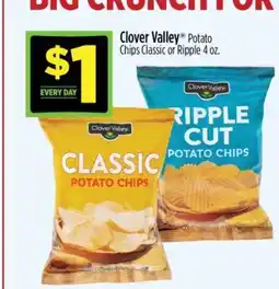 Dollar General Clover Valley Potato Chips Classic or Ripple 4 oz offer