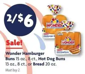 Family Dollar Wonder Hamburger Buns, Hot Dog Buns, or Bread offer