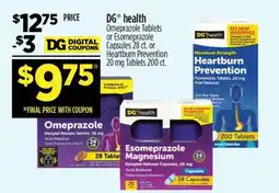 Dollar General DG health Omeprazole Tablets or Esomeprazole Capsules or Heartburn Prevention offer