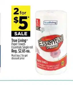 Dollar General True Living Paper Towels offer