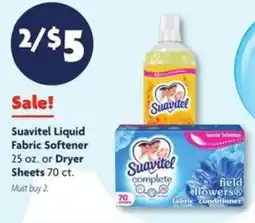 Family Dollar Suavitel Liquid Fabric Softener or Dryer Sheets offer