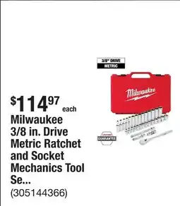 The Home Depot Milwaukee 3/8 in. Drive Metric Ratchet and Socket Mechanics Tool Set (32-Piece) offer