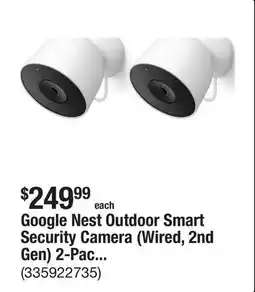 The Home Depot Google Nest Outdoor Smart Security Camera (Wired, 2nd Gen) 2-Pack - Snow offer