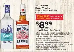 Ralphs Jim Beam or Sauza Tequila offer
