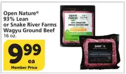 Albertsons Open Nature 93% Lean or Snake River Farms Wagyu Ground Beef offer