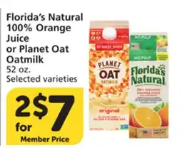 Albertsons Florida's Natural 100% Orange Juice or Planet Oat Oatmilk offer