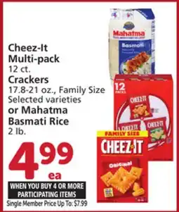 Albertsons Cheez-It Multi-pack 12 ct. Crackers 17.8-21 oz., Family Size or Mahatma Basmati Rice 2 lb offer