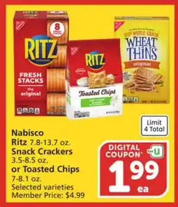 Albertsons Nabisco Ritz 7.8-13.7 oz. Snack Crackers 3.5-8.5 oz. or Toasted Chips 7-8.1 oz offer