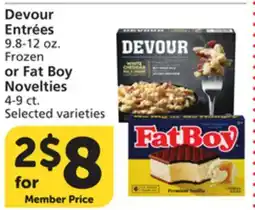 Albertsons Devour Entrées 9.8-12 oz. or Fat Boy Novelties, 4-9 ct offer