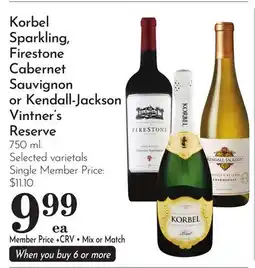 Pavilions Korbel Sparkling, Firestone Cabernet Sauvignon or Kendall-Jackson Vintner's Reserve offer