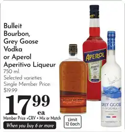 Pavilions Bulleit Bourbon, Grey Goose Vodka or Aperol Aperitivo Liqueur offer