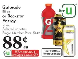 Pavilions Gatorade 28 oz. or Rockstar Energy 16 oz offer