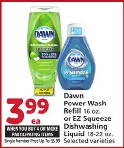 Vons Dawn Power Wash Refill 16 oz. or EZ Squeeze Dishwashing Liquid 18-22 oz offer