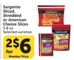 Vons Sargento Sliced, Shredded or American Cheese Slices offer