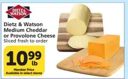 Vons Dietz & Watson Medium Cheddar or Provolone Cheese offer