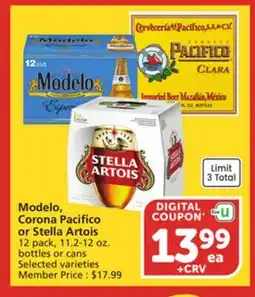Vons Modelo, Corona Pacifico or Stella Artois offer