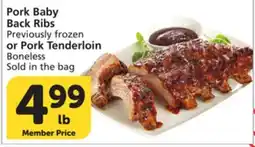 Vons Pork Baby Back Ribs Previously frozen or Pork Tenderloin Boneless offer