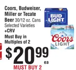 Smart & Final Coors, Budweiser, Miller or Tecate Beer offer
