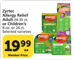 Vons Zyrtec Allergy Relief Adult 24-35 ct. or Children's 8 oz. or 24 ct offer