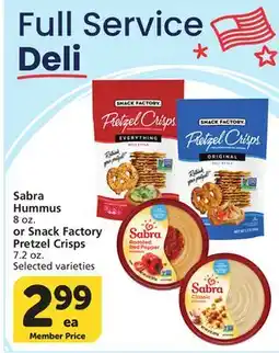 Vons Sabra Hummus or Snack Factory Pretzel Crisps offer