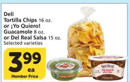 Vons Deli Tortilla Chips 16 oz. or ¡Yo Quiero! Guacamole 8 oz. or Del Real Salsa 15 oz offer