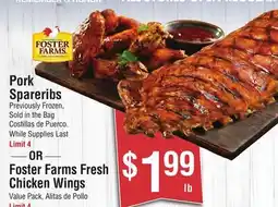 Smart & Final First Street Pork Spareribs OR Foster Farms Fresh Chicken Wings offer