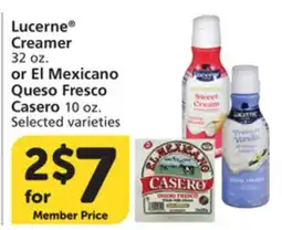 Vons Lucerne Creamer 32 oz. or El Mexicano Queso Fresco Casero 10 oz offer