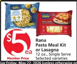 Vons Rana Pasta Meal Kit or Lasagna offer