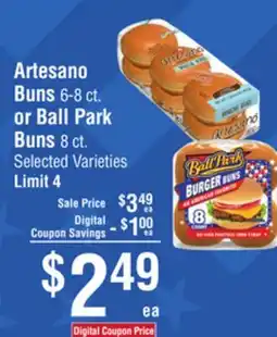 Smart & Final Artesano Buns or Ball Park Buns offer