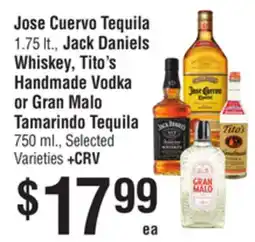 Smart & Final Jose Cuervo Tequila, Jack Daniels Whiskey, Tito's Handmade Vodka or Gran Malo Tamarindo Tequila offer