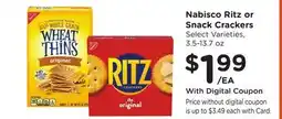 Ralphs Nabisco Ritz or Snack Crackers offer