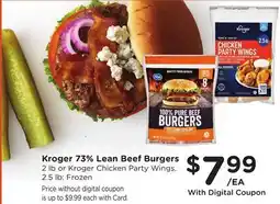 Ralphs Kroger 73% Lean Beef Burgers offer