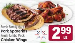 Tony’s Fresh Market Fresh Family Pack Pork Spareribs Fresh Jumbo Pack Chicken Wings offer