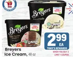 Tony’s Fresh Market Breyers Ice Cream offer