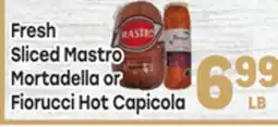 Tony’s Fresh Market Fresh Sliced Mastro Mortadella or Fiorucci Hot Capicola offer