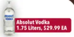 Tony’s Fresh Market Absolut Vodka offer