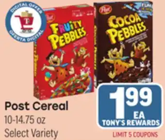 Tony’s Fresh Market Post Cereal offer