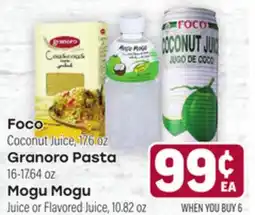 Tony’s Fresh Market Foco Coconut Juice, 17.6 oz Granoro Pasta, 16-17.64 oz Mogu Mogu Juice or Flavored Juice, 10.82 oz offer