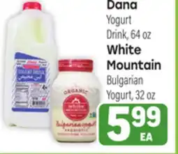Tony’s Fresh Market Dana Yogurt Drink 64 oz, White Mountain Bulgarian Yogurt 32 oz offer